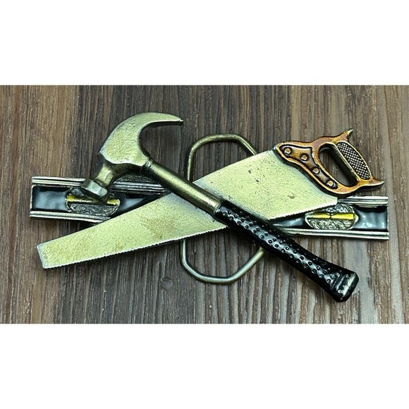 Great American Buckle Co Other - Vtg Great American Buckle Co Carpenter Tools Hammer Saw Level Vintage 1981 #851